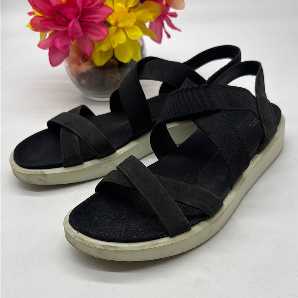 Ecco Women's Black Cross-Strap Sandals EU Size 42 BSN8331C